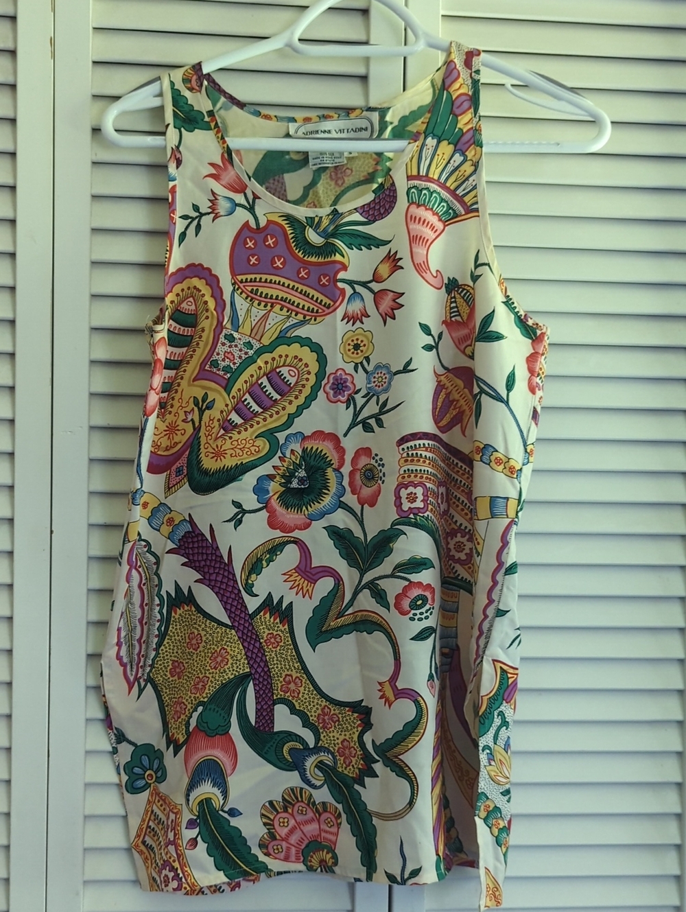 Vintage Silk Paisley Tunic Tank Top 100% Silk Size Small